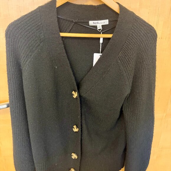 Black Women's V-Neck Cardigan - Picture 1 of 4